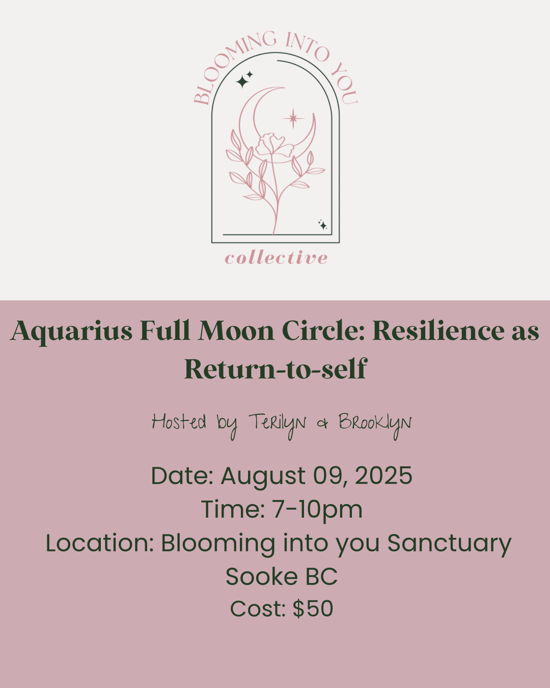 Aquarius full moon Women’s Circle: resilient as return to self